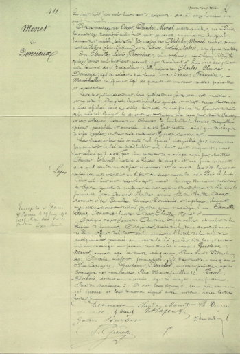 Acte de mariage Monet-Doncieux