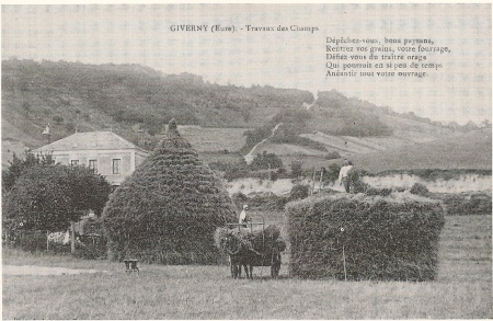 Carte postale ancienne, Travaux des Champs à Giverny