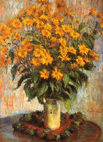 <em>Fleurs de topinambours</em>, Claude Monet 1880, huile sur toile 100 x 73 cm, National Gallery of Art, Washington, D.C. Etats-Unis.