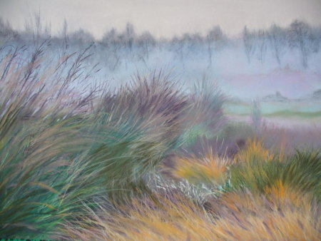 La Prairie aux graminées, pastel d'Andrée Launay
