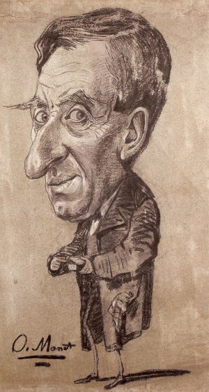 Caricature d'un homme à la tabatière, par Claude Oscar Monet vers 1858, fusain et craie blanche, Sterling and Francine Clark Institute, Williamstown, Massachusetts