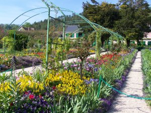 La grande allée du jardin de Monet près de Paris