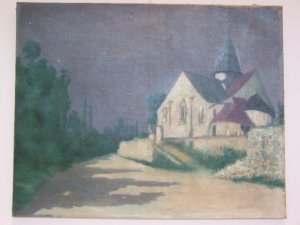 Thomas Buford-Meteyard, l'Eglise de Giverny au clair de lune, huile sur toile, vers 1898, Musée de Vernon
