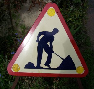 Panneau travaux ancien modèle
