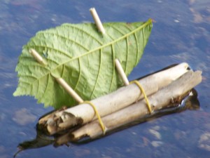 petit radeau flotte sur l'eau