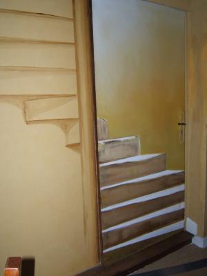 escalier en trompe l'oeil au moulin de Fourges près de Giverny